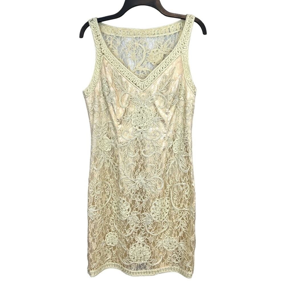 Sue Wong Nocturne Cream Embroidered Lace Cocktail Dress| Size 12